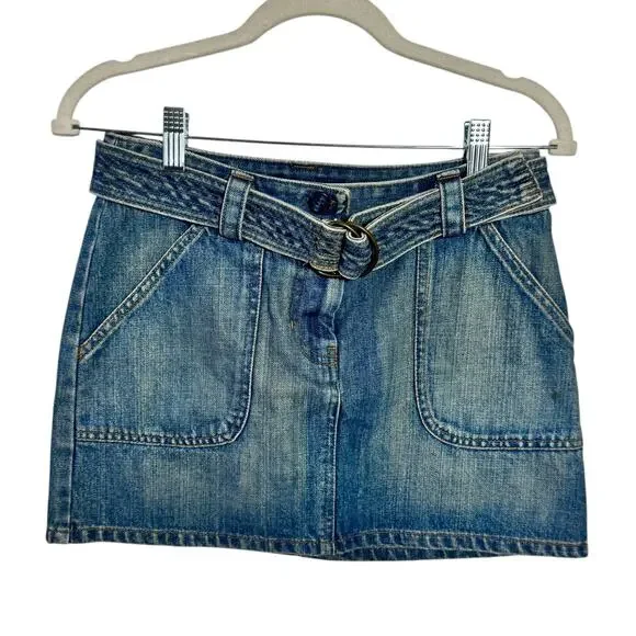 The Limited Y2K Micro Mini Denim Skirt Women 0 Blue Preppy Bratz Minimal 90s - Picture 1 of 9